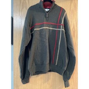 Vintage CUTTER & BUCK Size Large Mens 1/2 Zip Lambs Wool Sweater Green Lined